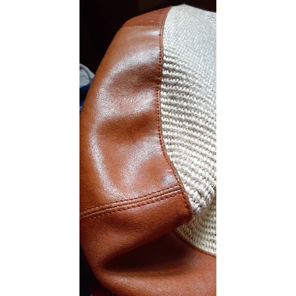 Furla woven off white bag with leather trim handbag designer purse straw raffia - Picture 6 of 8